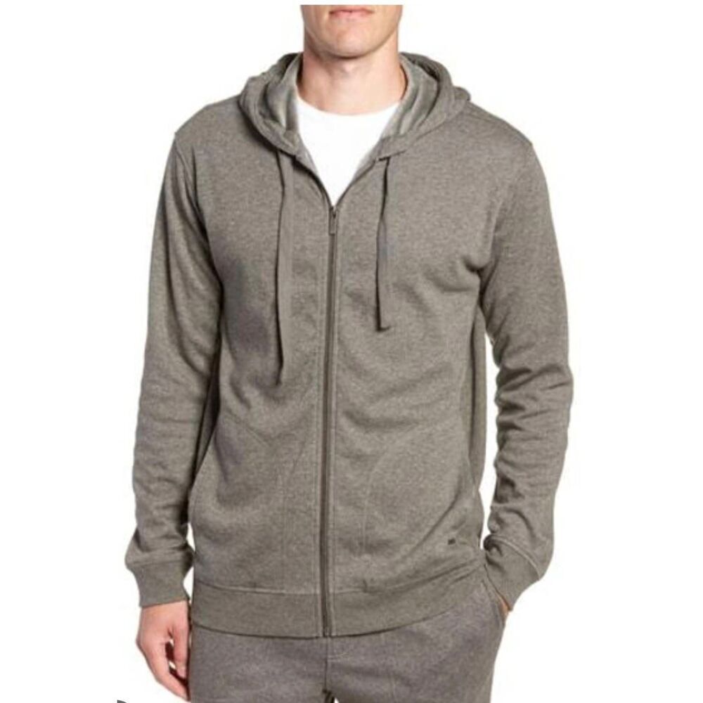 Ugg Elliot Rock Ridge Heather Faux Fur Lined Hoodie Jacket Men Large